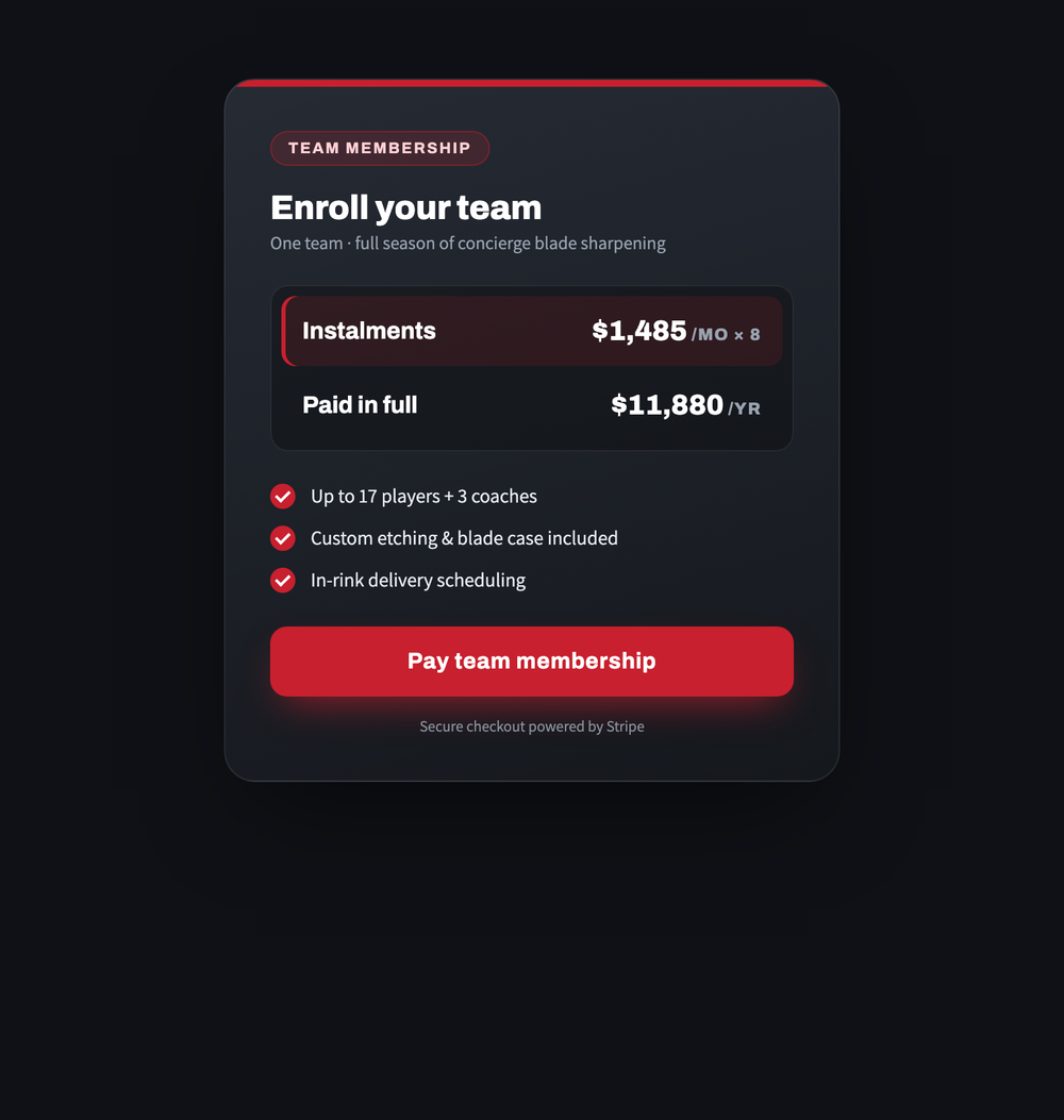 Pay your Team Membership